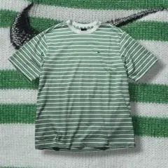 y2k 00s NIKE ボーダーTシャツ グリーン 刺繍ロゴ cityboyのサムネイル