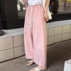 夏コーデ ピンク系 ワイドパンツ レディース 着痩せ おしゃれ＆カジュアル