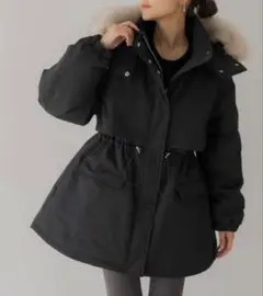 美品　リグリーム regleam ファー付きミリタリーコート　黒
