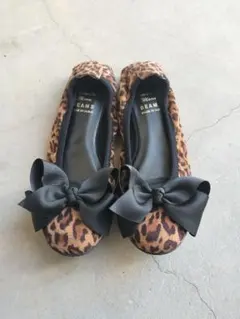 BEAMS SEPTEMBER MOON ヒョウ柄リボンフラットシューズ