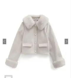 GRL kz700 ビジューボタンファーショート丈コート アイボリー