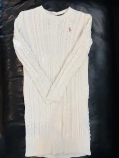 美品 POLO RALPH LAUREN ケーブルニットワンピース S ホワイト
