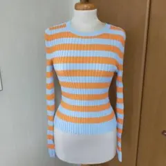 ZARA ボーダー リブニット 長袖 トップス L