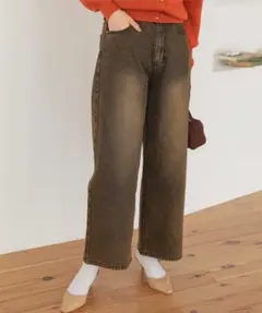 titivate ワイドデニムパンツ ブラウンのサムネイル