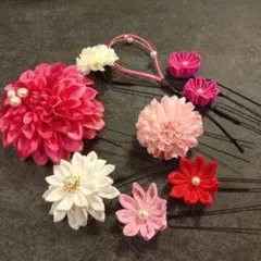 割引中　花モチーフ ヘアアクセサリー 9点セット