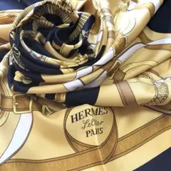 HERMES エルメス カレ 90 エプロン・ドール キャラメルクレームオール