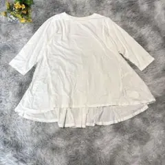 【新品】ティティベイト　バックフレアTシャツ　【F】　ホワイト　チュニック丈