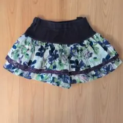 花柄フリルスカート (キュロット)　ネイビー