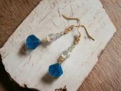 半額【セール品】　ピアス （イヤリング）　夏色ブルー　#26-1