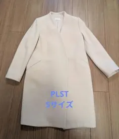 PLST ノーカラー ロングコート Sサイズ