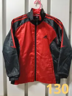 adidas 赤黒 ジャケット ウインドブレーカー 130 裏起毛
