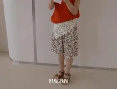韓国子供服　MAMASPAPA 花柄裾レースハーフパンツ　ショートパンツ