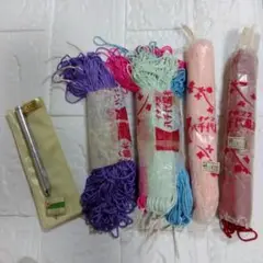 訳あり品★中古の刺繍針と使いかけ八千代編糸と未使用八千代編糸まとめて