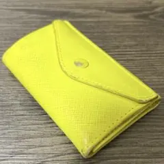 レザー 小型 三つ折り財布 イエロー