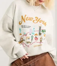 オーバーサイズマップグラフィックプリントスウェット