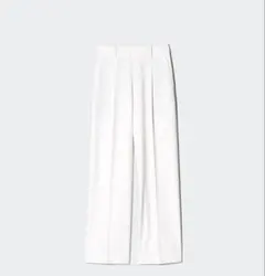 ユニクロ　タックワイドパンツ　ホワイト　丈長め　XS