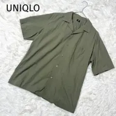 UNIQLO オープンカラーシャツ【M】半袖 レーヨン混 開襟シャツ カーキのサムネイル