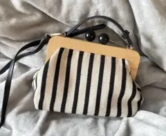 ザラ ストライプキャンバストートバッグ がまぐち