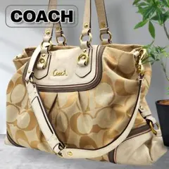 COACH マディソン ショルダーバッグ オプアート 馬車ロゴ ピンク