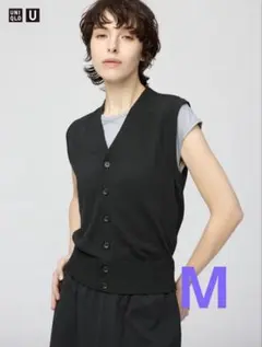 UNIQLO ユニクロ ウォッシャブルボタンダウンニットベストL 黒新品