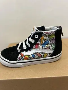 VANS キッズ SK8-Hi 13cm ハイカット 総柄 ジップ付き