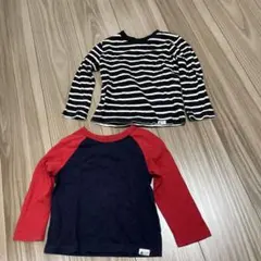 GAP baby 長袖Tシャツ2枚セット（ストライプ・赤紺）