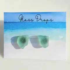 シーグラス サージカルステンレス ピアス ブルー マット