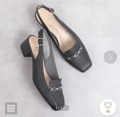 DIANA チェーンベルトスクエアトゥバックベルトパンプス