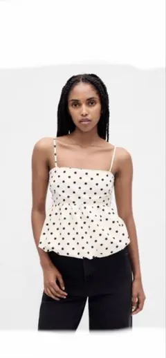 gap ポプリンバブルクロップドトップス ドットキャミソール　M