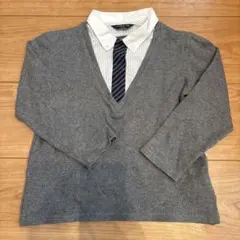 COMME CA ISM グレー Vネック セーター　110