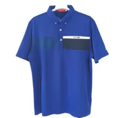 【美品】ブリヂストンゴルフTOUR B半袖ポロシャツ ブルー L（JGM02A）