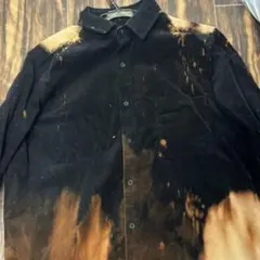 コーディロイ　古着シャツ　アニマル　ファイヤー柄とも見える