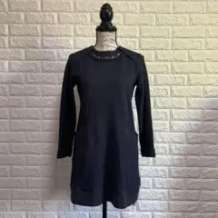 ジャンニロジュディチェ【36】ニットワンピース ビジュー ネイビー レーヨン