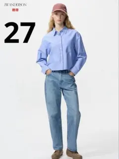 UNIQLOストレートジーンズJW 27 ブルー　ユニクロ　ミドルウエスト