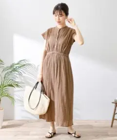 アーバンリサーチサニーレーベル　楊柳ギャザーウエストマークワンピース