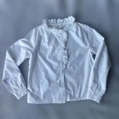 H&M ホワイト フリル ブラウス 長袖 120 130