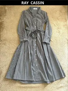 【良】★RAYCASSIN★ワンピース　ストライプ　FREE ベルト