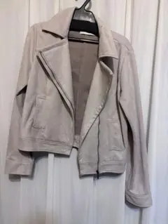 ベージュ スエード風 ライダースジャケット