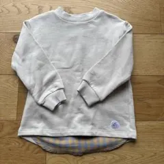 LOOK BY BEAMS mini 110cm 裾チェック重ね着風 スウェット