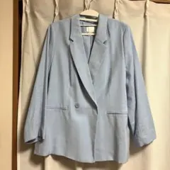 H&M ダブルブレストブレザー　テーラードジャケット　M水色