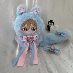 おすわりぬい服 10cm-12cm 白×ピンク うさぎ うさ耳 量産型 双子