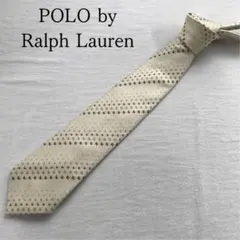 ラルフローレン　シルクネクタイ　小紋柄　ベージュ×ボルドー　【n5482】