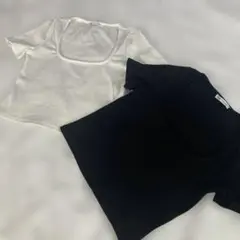 ZARA スクエアネック リブTシャツ 2枚セットのサムネイル