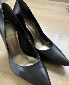 本革 ブラックレザー ポインテッドトゥ ハイヒール