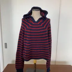 値下げ可】SEMICOUTURE セミクチュールストライプニットパーカー S 