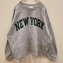 美品✨️ 【L】ロゴ トレーナー グレー 長袖 スウェット 古着 レディース