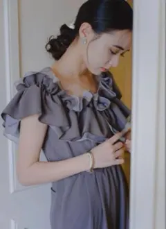 【Kastane】オケージョンドレス【0】グレー　オールインワン