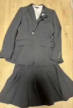 キッズ　ジュニア　黒　スーツ ジャケット・スカート・シャツセット　160cm