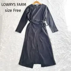 ローリーズファーム ロングワンピース 長袖 リブ素材 グレー F マルチWAY