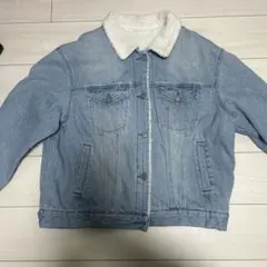 ボア襟付きライトブルーデニムジャケット Lサイズ